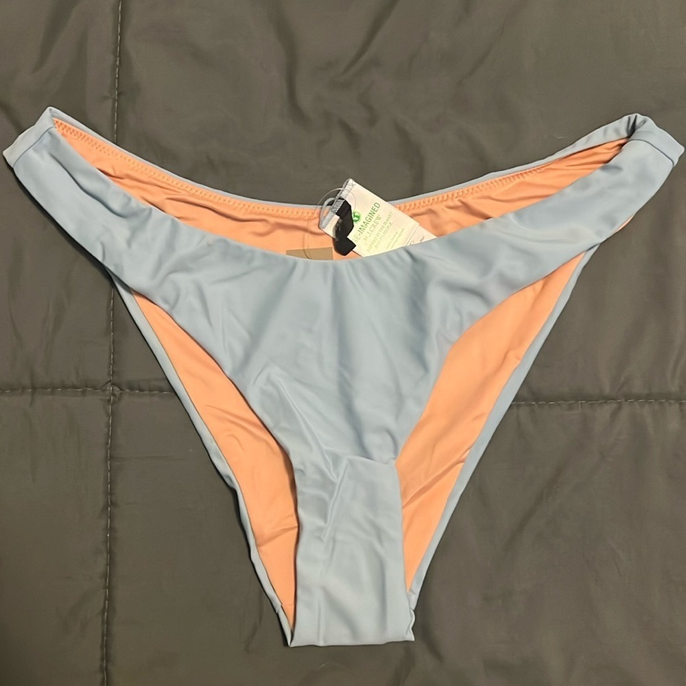JCrew Curved Waist Cheeky Bikini Bottom Blue Size Small NWT